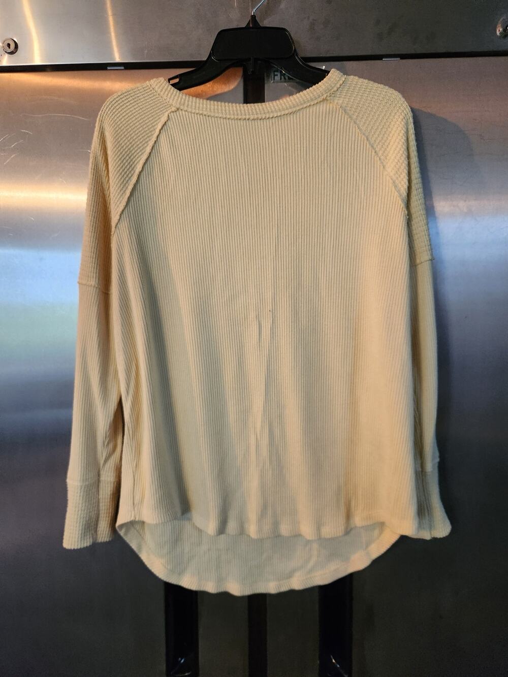 SO Waffle Knit Long Sleeve Top Women's Size Large Cream